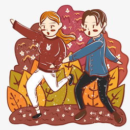 手绘卡通男女欢乐起舞梦幻树林小插画图片素材其他格式下载动漫人物大全