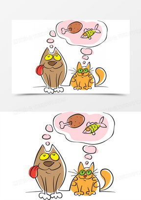 小猫吃鱼的图片卡通唯美大全熊猫办公