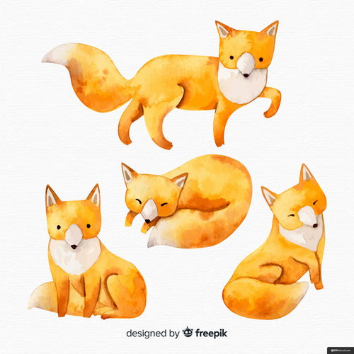 动物卡通狐狸拟人可爱鸟类卡通动物萌宠动物插画绘画卡通动物萌宠动物插画绘画