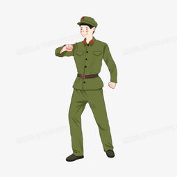 手绘党建穿着军装表演的军人png图片素材免费下载psd格式30003000像素熊猫办公