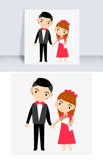 手绘可爱新婚夫妇婚礼新娘新郎图片素材其他格式下载动漫人物大全
