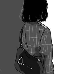 黑白qq头像卡通少女背影