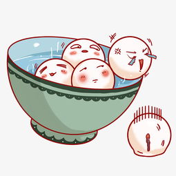 手绘拟人的汤圆插画图片素材其他格式下载动漫人物大全