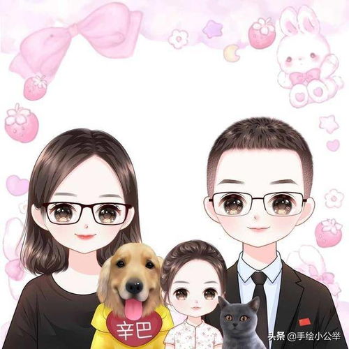 换个头像吧,一家四口卡通全家福头像,温馨好看,一儿一女