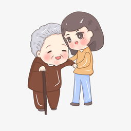 卡通手绘扶老奶奶小女生图片素材其他格式下载动漫人物大全