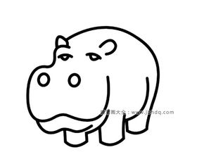 五张可爱的卡通河马简笔画图片