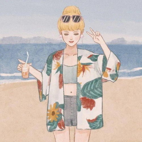 卡通头像迪士尼公主度假风,惬意的周末呀