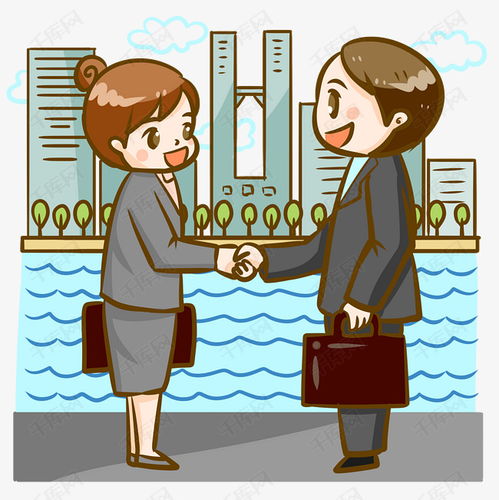 卡通商务活动男女握手人物素材图片免费下载千库网