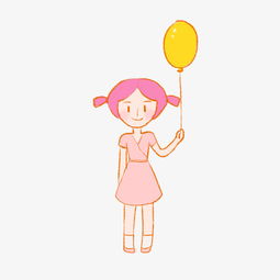 六一儿童节黄色气球粉衣服女孩手绘卡通元素下载图片素材其他格式下载动漫人物大全