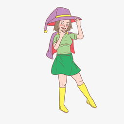 万圣节自信小巫女卡通手绘图片素材其他格式下载动漫人物大全