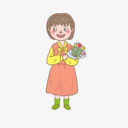 卡通手绘人物鲜花女孩图片素材其他格式下载动漫人物大全