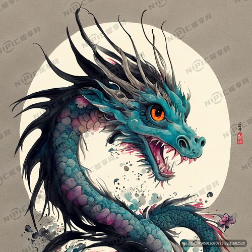 ai创作图中国龙龙卡通可爱彩色大眼睛全身国风国潮牡丹nipic.com