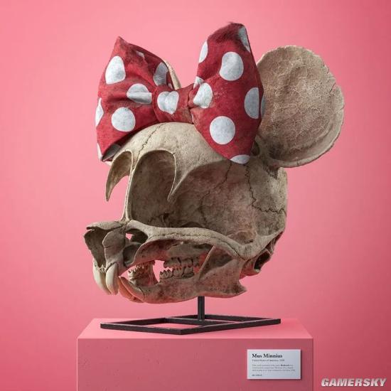 惊悚的萌感3d艺术家创作的卡通人物头骨化石