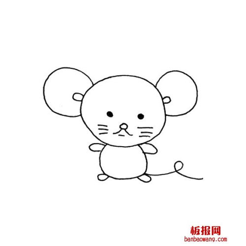 简单的线条画出的小耗子