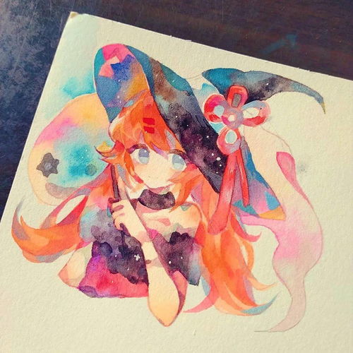 可爱卡哇伊的小女生水彩动漫手绘