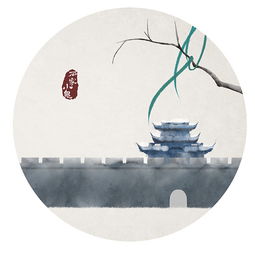 水墨中国风竹间系列城墙