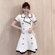 针织拉链淑女卡通花苞裙