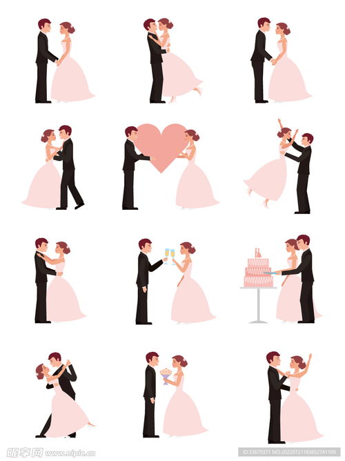 婚礼情侣设计图卡通设计