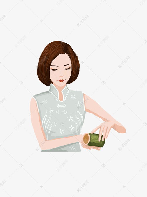 沏茶的优雅女卡通元素素材图片免费下载千库网