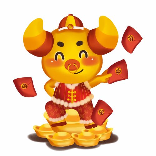 手绘可爱卡通红包牛年形象插画素材广告素材下载至来源处