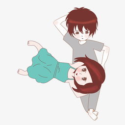 情人节女孩躺在男孩身上甜蜜情侣插画png图片素材其他格式下载动漫人物大全
