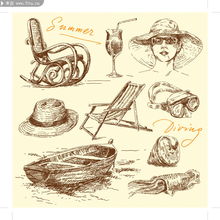 欧式风格风景素描画