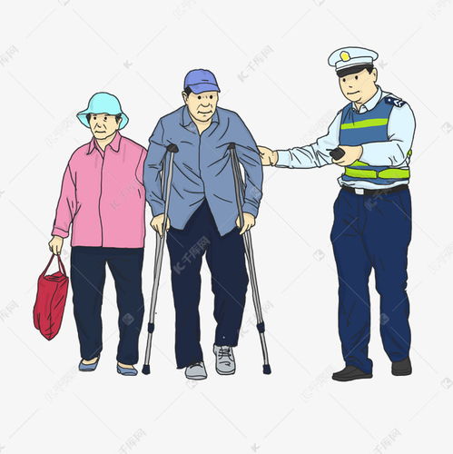 卡通交警执勤带老人过马路插画素材图片免费下载千库网