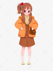 冬季卡通手绘少女可爱冬季穿搭暖色png格式素材图片免费下载高清psd千库网图片编号11528658