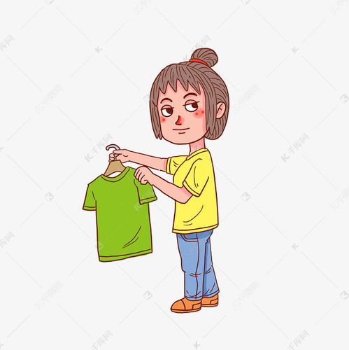 卡通人物晾晒衣物女生素材图片免费下载千库网