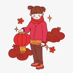 新年手拿灯笼的小女孩图片素材其他格式下载动漫人物大全