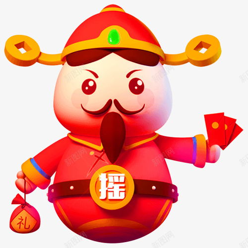 红色中国风财神装饰图案高清素材平面设计图片免费下载页面网页平面电商创意素材png素材财神素材