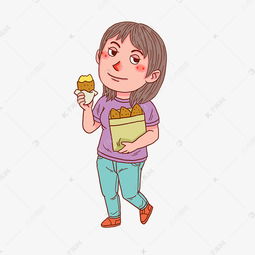 卡通人物女孩吃烤地瓜素材图片免费下载千库网