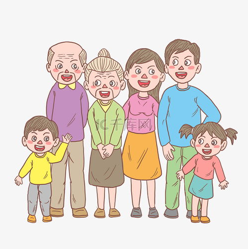 旅游一家六口手绘卡通素材图片免费下载千库网