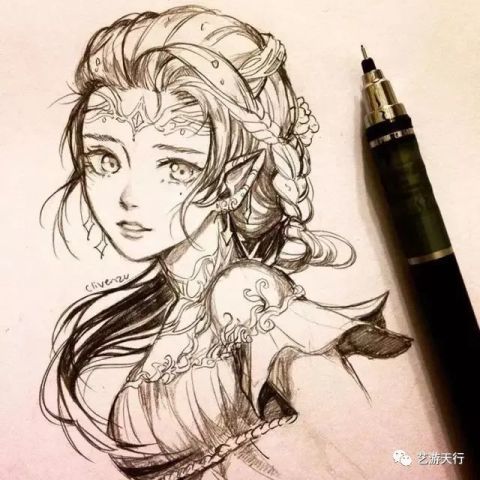 用自动铅笔画美女也能这么赞