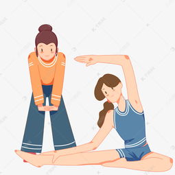 卡通手绘做热身运动的女孩素材图片免费下载千库网