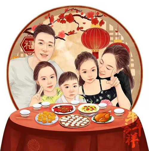 一张张真人q版的真人漫画微信头像,全家福,一家三口,一家四口