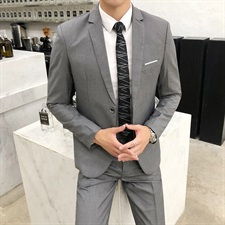 厂家直销20年新款两粒扣西服套装黑色8男士两件套518