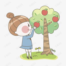 卡通摘苹果的女孩免抠图素材图片免费下载高清png千库网图片编号9546043