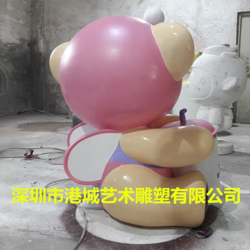 抖音网红卡通小熊雕塑儿童小熊少女心雕塑