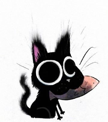 超可爱的黑猫咪dantvis早插画动物