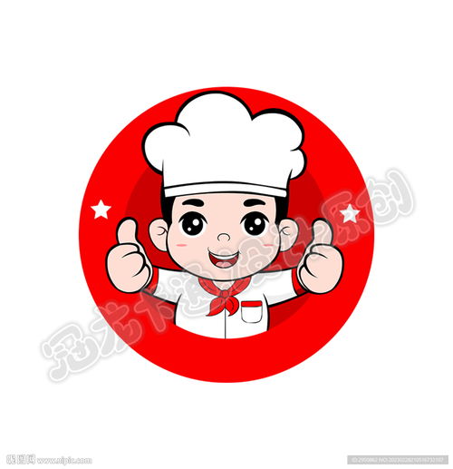 卡通厨师头像红色版设计图