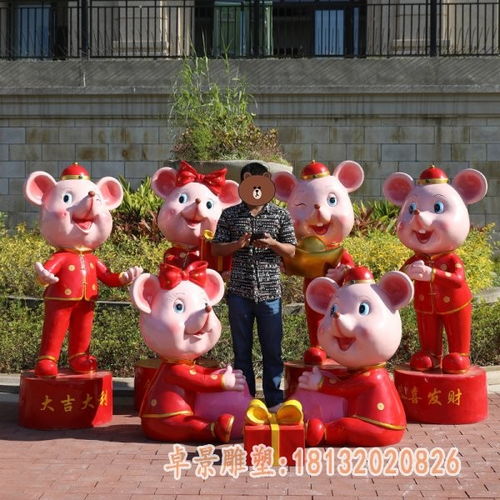 玻璃钢卡通老鼠曲靖卡通老鼠树脂雕塑制作厂家