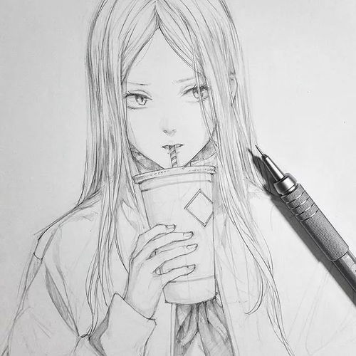 线条感十足的动漫人物素描,超美少女