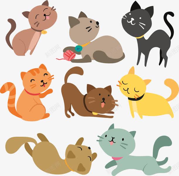 手绘卡通猫咪矢量图页面网页平面电商创意素材手绘横线素材