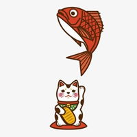 卡通猫吃鱼头像可爱图片微信头像图片大全