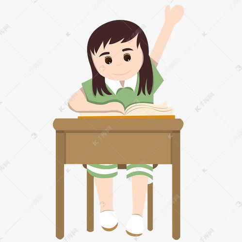 手绘矢量开学季卡通学生上课举手发言素材图片免费下载千库网