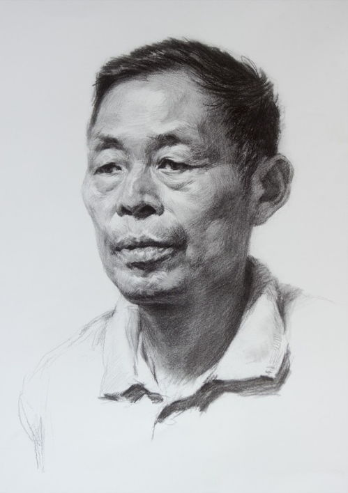 四分之三侧素描男老年头像