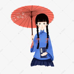 拿着油纸伞捧着书的女学生免扣图素材图片免费下载千库网