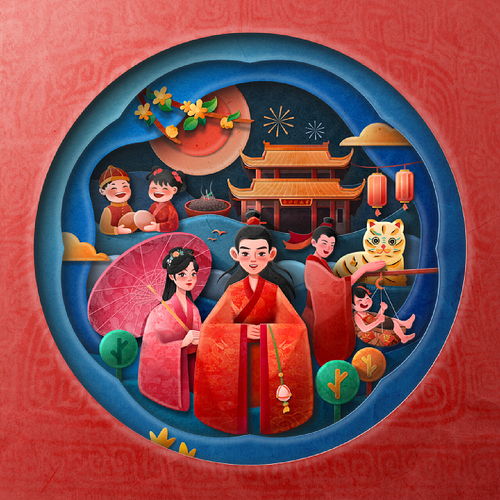 非遗文化系列数字藏品剪纸插画