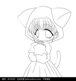 小女孩卡通手绘线稿图片免费下载编号3675050红动网